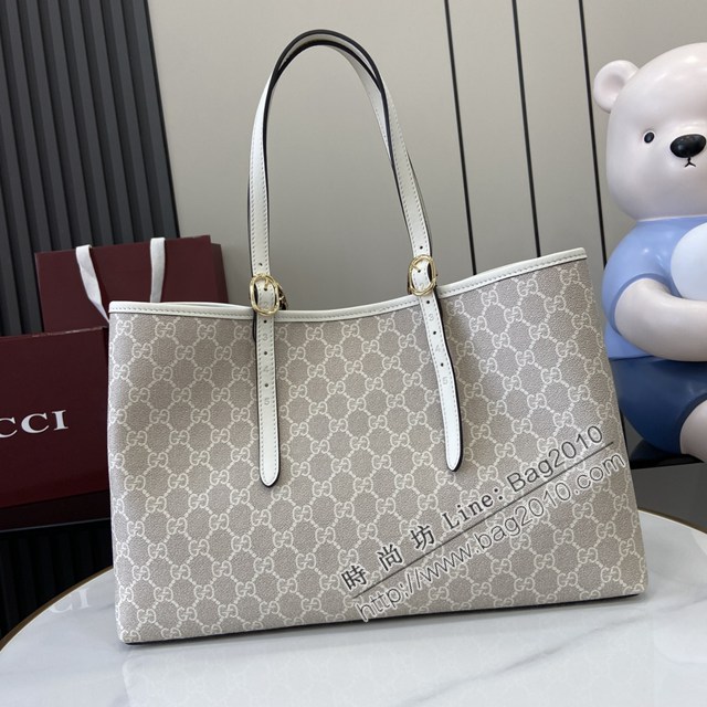Gucci專櫃古馳最新款購物袋GG圖案條紋織大號肩背包 jh2632型號：815213